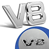 Emblème V8 chromé avec inscription 3D pour voiture - Tuning