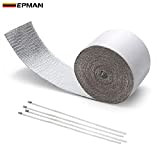 EPMAN Bande de protection contre la chaleur en aluminium et fibre de verre Heat Shield Wrap Tape pour prise d'air ...