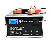 Etrogo Chargeur de Batterie de Voiture 12V 24V 10A Chargeur de Batterie Rapide Chargeur d'impulsions avec écran à Barre LED ...