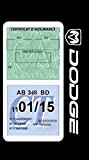 Étui Vignette Assurance Voiture Américaine Compatible avec Dodge Double Pochette Motif adhésif Stickers Auto rétro (Blanc)