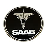 EU-Decals Emblème de volant bombé 3D pour Saab - 32 mm - Noir chromé - Autocollant 9-3