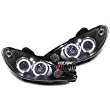 europetuning - 11043 - PHARES FEUX AVANTS SPORT TUNING NOIRS ANGEL EYES ANNEAUX LED 1998-2002 PRISE H4