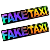 Finest Folia Lot de 2 autocollants portant l’inscription « Faketaxi », amusants, 13 x 2,7 cm, pour voiture, moto, bus, caravane, voiture, accessoire R103, hologramme