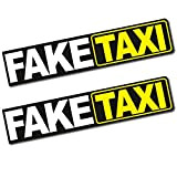 Finest Folia Lot de 2 autocollants portant l’inscription « Faketaxi », amusants, 13 x 2,7 cm, pour voiture, moto, bus, caravane, voiture, accessoire R103, normal