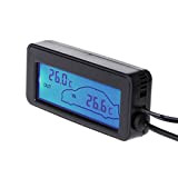 Fogun Mini thermomètre numérique d'intérieur et d'extérieur pour voiture avec écran LCD 12 V et capteur de câble de 1,5 ...
