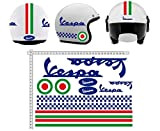 GamesMonkey Stickers Casco Kit Vespa Bleu Italia Casque Viny Poli