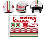 GamesMonkey Stickers Casco Kit Vespa Rouge Italia Casque Viny Poli