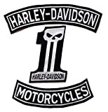 Generico Lot de 3 patchs Grands Arc Harley Davidson – Motorcycles – Number One – Couleur argent