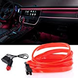 GLL EL Wire Bande lumineuse LED pour intérieur de voiture Rouge 5 m Fil néon avec 6 mm Kit d'éclairage ...