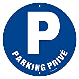 Goodvia Panneau Parking Privé Aluminium Réfléchissant Ø 280 MM, Panneau Stationnement Privé PARKING PRIVÉ Panneau Métallique Résistant aux Intempéries, Imperméable ...