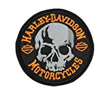 GZM Écusson brodé Motif Skull Réplique Harley Davidson 11 cm avec thermocollant pour gilets et vestes Biker