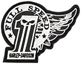GZM Écusson moto brodé réplique Harley Davidson modèle Full Speed 13 cm largeur x 10 cm hauteur avec thermocollant pour ...