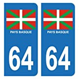 HADEXIA Autocollant Stickers Plaque d'immatriculation Auto Voiture 64 Pays Basque