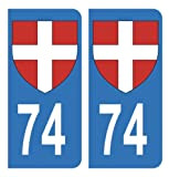 HADEXIA Autocollant Stickers Plaque d'immatriculation Auto Voiture 74 Croix de Savoie
