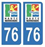 HADEXIA Autocollant Stickers Plaque d'immatriculation département 76 Seine-Maritime Logo Ancienne Région Haute Normandie