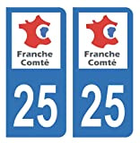 HADEXIA Autocollant Stickers Plaque d'immatriculation Voiture Auto département 25 Doubs Ancienne Région Franche Comté