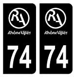 HADEXIA Autocollant Stickers Plaque d'immatriculation Voiture département 74 Haute-Savoie Logo Ancienne Région Rhône Alpes Noir