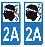 HADEXIA Autocollant Stickers Plaque immatriculation Voiture Auto département 2A Corse-du-sud Logo Corse