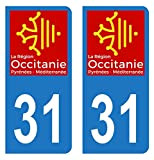 HADEXIA Autocollant Stickers Plaque immatriculation Voiture Auto département 31 Haute-Garonne Logo Région Occitanie