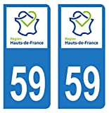 HADEXIA Autocollant Stickers Plaque immatriculation Voiture Auto département 59 Nord Logo Région Hauts-de-France