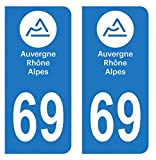 HADEXIA Autocollant Stickers Plaque immatriculation Voiture Auto département 69 Rhône Logo Région Auvergne-Rhône-Alpes