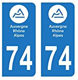 HADEXIA Autocollant Stickers Plaque immatriculation Voiture Auto département 74 Haute-Savoie Logo Auvergne-Rhône-Alpes