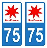 HADEXIA Autocollant Stickers Plaque immatriculation Voiture Auto département 75 Paris Logo Région Ile-de-France