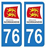 HADEXIA Autocollant Stickers Plaque immatriculation Voiture Auto département 76 Seine-Maritime Logo Région Normandie