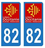 HADEXIA Autocollant Stickers Plaque immatriculation Voiture Auto département 82 Tarn-et-Garonne Logo Région Occitanie