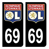HADEXIA Autocollants Stickers Plaque immatriculation 69 Club OL Olympique Lyonnais Foot Noir
