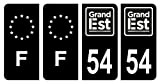HADEXIA Lot 4 Autocollants Plaque immatriculation département 54 Meurthe-et-Moselle Région Grand Est Noir & F France Europe