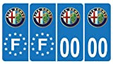 HADEXIA Pack 2 Paires Autocollant Stickers Plaque d'immatriculation Premium Alfa Roméo - Numéro Personnalisé