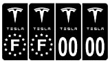 HADEXIA Pack 2 Paires Autocollant Stickers Plaque d'immatriculation Premium Tesla Noir - Numéro Personnalisé