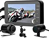 Hakeeta Caméra de Moto, Dashcam Moto HD 1080P+720P Avant et Arrière, Caméra de Voiture WiFi Capteur,4 Pouces 1080P Caméra Embarquée ...