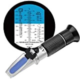 HHTEC 4-In-1 réfractomètre antigel éthylène glycol, propylène glycol, pour le point de congélation de l'eau de refroidissement, l'eau du disque, ...