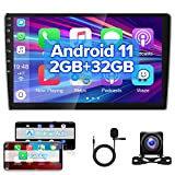 Hikity 2G 32G Autoradio 1 din Android 11 dans High-Tech 10.1 Pouces Tactile Ecran Apple Carplay Android Auto Audio avec ...