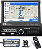 Hikity Autoradio 1 Din avec 7 Pouces Écran Tactil Retractable Automatique Autoradio Bluetooth Main Libres Support USB/ SD/ TF AUX-IN ...