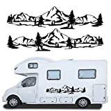HOTEU Autocollants décoratifs universels en vinyle pour camping-car, camionnette, caravane - Motif de montagne