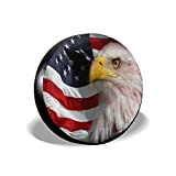 Housse de Roue 16 Pouces Eagle et USA Drapeau américain Patriotique Potable Polyester Roue de Secours Roue de Secours Couverture ...