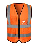 Icegrey Gilet de Securité Réfléchissant Fluo Moto Auto, Haute Visibilité Orange Onesize:M-L,Bust: 45.6"