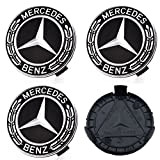 JAMETAI 4 pièces Auto Cache Moyeux pour Mercedes Benz 75MM Cache Moyeu Aluminium+ABS Cache de Roue Centrale ABS Accessoires de ...