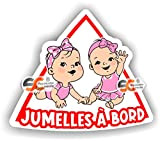 Jumelles à Bord Fille/Fille - Autocollant bébé à Bord Enfant (Modèle Fille/Fille) Jumelles