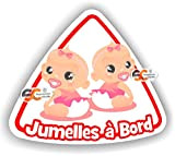 Jumelles à Bord Fille/Fille - Sticker Autocollant Jumeaux bébé à Bord modèle 3