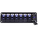 KAOLALI Kit de panneau de commutation à bascule 5/7 interrupteurs 12 V/24 V avec disjoncteur à LED bleue étanche et ...