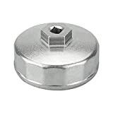 KBNIAN Cloche de Filtre à Huile 74mm 14 Pans en Alliage d'Aluminium Charge Lourde Compatible avec Clef 3/8" Douille 27mm ...