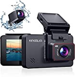 KINGSLIM D4 4K Double Dashcam Voiture avec Wi-FI GPS, Avant 4K / 2.5K Arrière 1080P Caméra de Voiture Embarquée, 170°Grand ...
