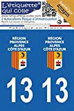 L'étiquette Qui Colle - Autocollants Plaque d'immatriculation 13 Bouches-du-Rhône - Région Provence-Alpes-Côte d'Azur (PACA) - Modèle Officiel