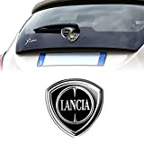 Lancia 21265 Autocollant 3D Logo Officiel pour Ypsilon Noir, Arrière, 71 x 73 mm