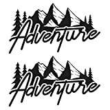 Lot de 2 Stickers en Vinyle adhésif Adventure 30 x 17 cm pour Voiture, Moto, Camion, Camping Car. (Noir)