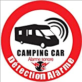 [Lot de 4] Hirondelle Bleue® Autocollant Sticker Dissuasif Ø15cm 'Camping Car Détection Alarme',pour camping car (Pilot Burstner Challenger.), marque française, ...
